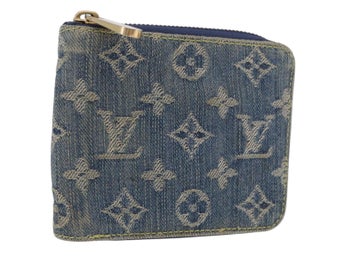 LOUIS VUITTON Monogram Denim Mini Zippy Wallet Blue M95342 LV Auth ar14193A
