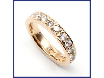 Ring, 18K roséguld, allians, naturliga diamanter (1,1ctv, stl 14,2mm)