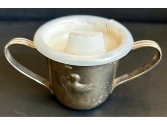 Barnmugg i silver med anka