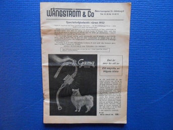 Katalog Wångström & Co Göteborg 1952