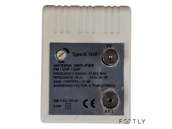 B 1920 Antennförstärkare FM VHF UHF 20dB 75 Ohm TV Signal Booster