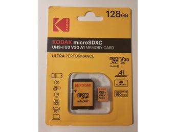 KODAK MicroSDXC 128GB UHS-I U3 V30 A1-minneskort stöd 4K-video Klass 10