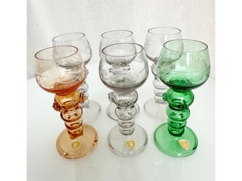 6st Remmare likörglas Trelleborgs Glasbruk 1940/50-tal retro vintage