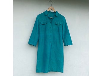 Vintage Ewe Modeller Stockholm turkos klänning retro 60-tal siden silke