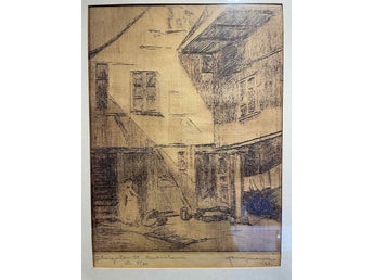 Henry Mayne! ”Storgatan 29 Simrishamn”! Inramat original från 1922(?) fint skic!
