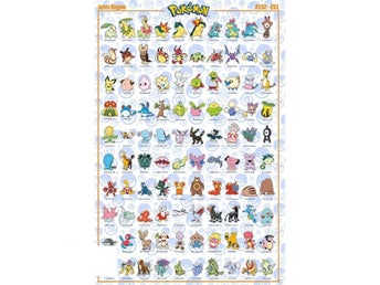 POKEMON JOHTO MAXI POSTER Affisch Plansch Tavla Nintendo Game Boy DS 3DS Switch
