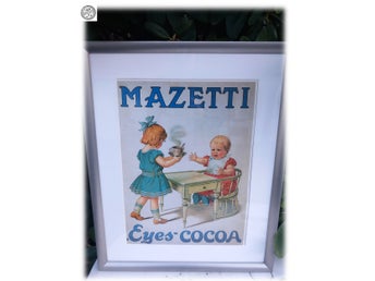 Mazetti tavla inramad Eyes Coca vintage motiv silverram inglasad vintage