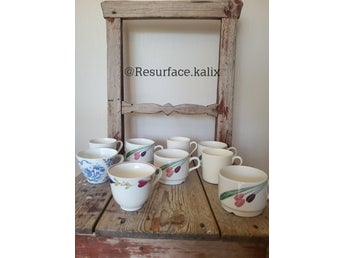 9 st Koppar Kopp Kaffekopp Retro Porslin Rörstrand Rivanel