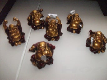 Buddha 6 st och Panda 3 st Figurer ca 6 cm höga