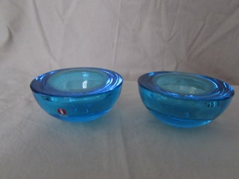 2 Iittala blå Ballo ljuslyktor design Annaleena Hakatie Finland candle holders