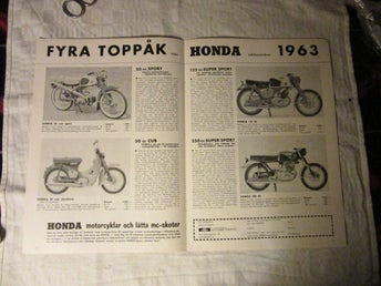 Honda 50 cc Cub 1963 125 SS 250 SS reklam annons