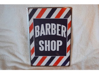 Barbershop Stilren m. Färger Blå/Röd Plåtskylt (20*30cm) Skylt Ny