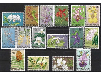 Barbados 1974 Orkidéer Blommor bruksserie 16v