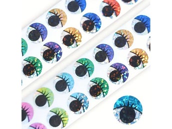 100 Ögon - Klistermärken med Holografiskt Glitter 13mm