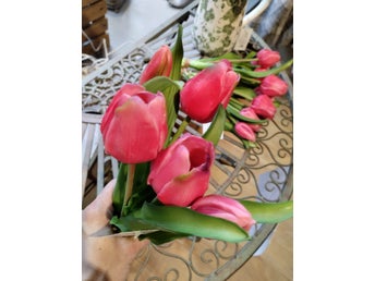 Konstgjorda Tulpaner - Bukett om 5 - 30 cm - Färg: rosa - Konstblommor