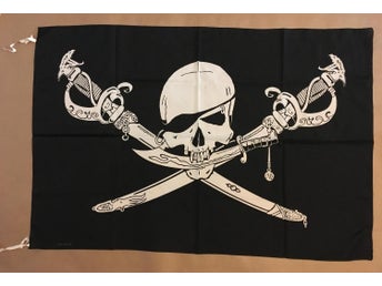 PIRAT flagga Skull & Swords Poster flagga 108x73cm Samlarobjekt från 1995