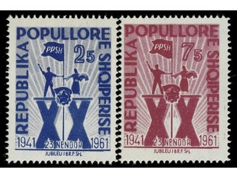 ALBANIEN 1961 Mi 640-641 ARBETARPARTIET 20 ÅR **