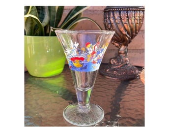 Glas med Musse Pigg-motiv: Mimmi, Kalle Anka, Långben