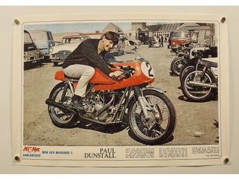 MC-Nytt affisch Paul Dunstall och en Dunstall Atlas Métisse 750 cc motorcykel.