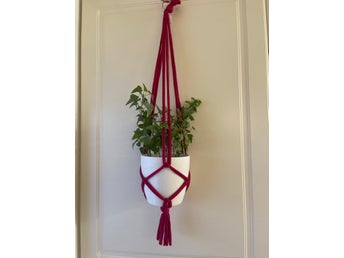 ampel, makramé, plant hanger, cerise, 16-20 cm