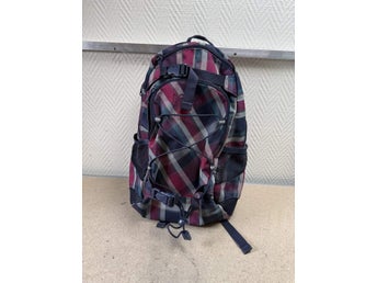 Dakine Ryggsäck Rutigt Mönster Blå Vinröd Meshfickor Skolväska Backpack
