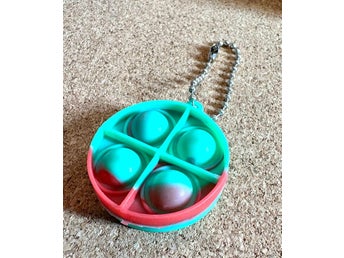 NY RÖD GRÖN liten rund Pop It Fidget Toy nyckelring Sensorisk Anti stress leksak