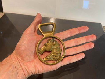 Häst flasköppnare i mässing Vintage 50s 60s Stallion