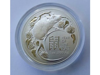 1 OZ SILVER 1 $ AUSTRALIA 2020 YEAR OF THE RAT .999 SILVER RAM
