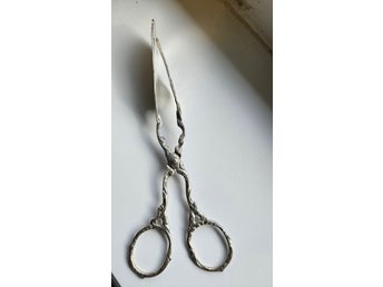 Antik kakspade/tång i äkta silver - elegant genombruten dekor