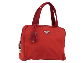 PRADA Handväska Nylon Röd Silver Autentisk ep11558 - Jerrillo