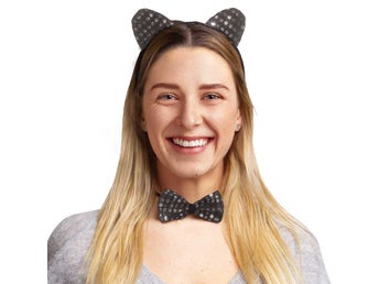 Kattset 3 delar Öron Svans och Fluga Maskerad Halloween O/S Ny