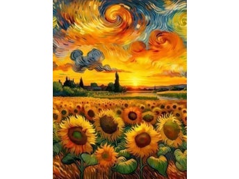 Solrosor under färgglad himmel
