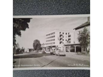 Vykort, motiv från Stockholmsvägen, Norrtälje,GULF
