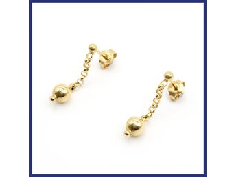 Örhängen, 18K guld, hängande kulor (vikt 2,12g)