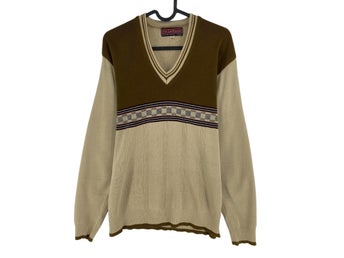 Cosby Vintage Retro 90-tal R.K. DARSHAN Brun Tröja Pullover Storlek S