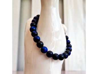 Blue Beaded Stretch Bracelet – Glass Look – 5 mm Beads – 17 cm Fit