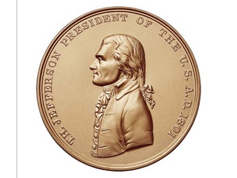Thomas Jefferson Bronze Commemorative Medallion 1 5/16 Inch