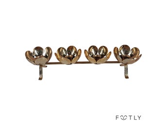 Adventsljusstake Fyrarmad Blomformad Förgylld Ljusstake Vintage Design Retro