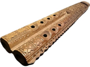 Flöjt Vintage Hand Made Carved Wood Balkan Double Flute