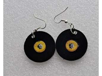 Örhänge Skivor Sun i acryl och tibetsilver Jerry Lee Rockabilly