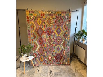 Handvävd Ull kelimmatta 202 x 153 cm