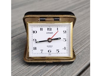Vintage 1970-tals Japan CITIZEN Resväckarklocka med fodral