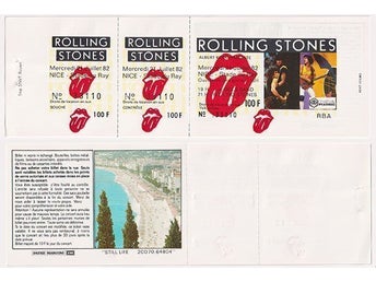 Rolling Stones unused concert ticket for the July 21, 1982, show, Nice, France