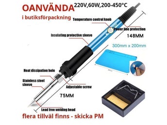 NYVARA! Lödkolv (justerbar temperatur) + silikonmatta + lödkolvsställ