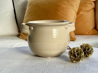 Handdrejat Glaserat Krus med handtag i keramik / Beige / Maj