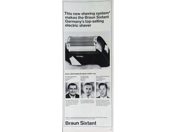 BRAUN SIXTANT - TOP SELLING ELECTRIC SHAVER, ANNONS 1965