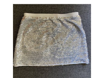 Topshop paljettkjol silver, vit eller både och, storlek 38