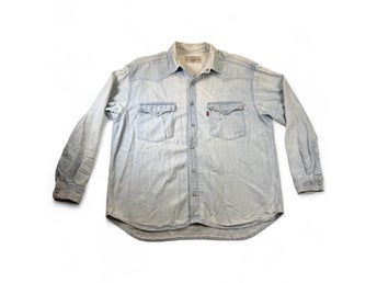 Levi's Jeansskjorta Herr Vintage Storlek Large Ljusblå Bomull Westernskjorta