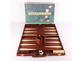 Deluxe Backgammon Brädspel Portfölj Vintage