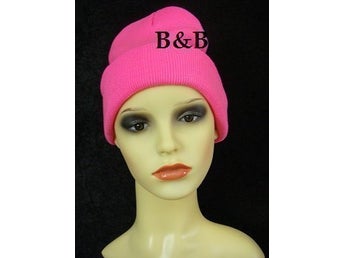 Rea! MÖSSA st. XS S M L ALLT-SKA-BORT**! rosa neon toppluva BEANIE sotarmössa *